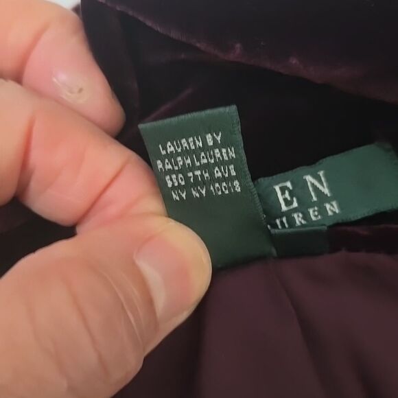 Lauren Ralph Lauren Purple Velvet silk blend button front jacket size 16 - Picture 10 of 11